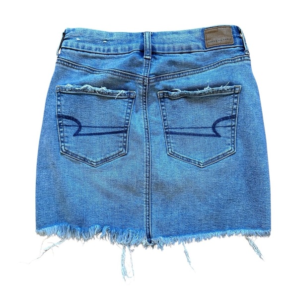 American Eagle Outfitters Blue Distressed Denim Mini Skirt - Picture 2 of 11